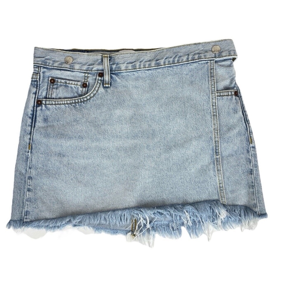 RE/DONE & PAM Mid Rise Wrap Jean Skirt Maliblue Size 26